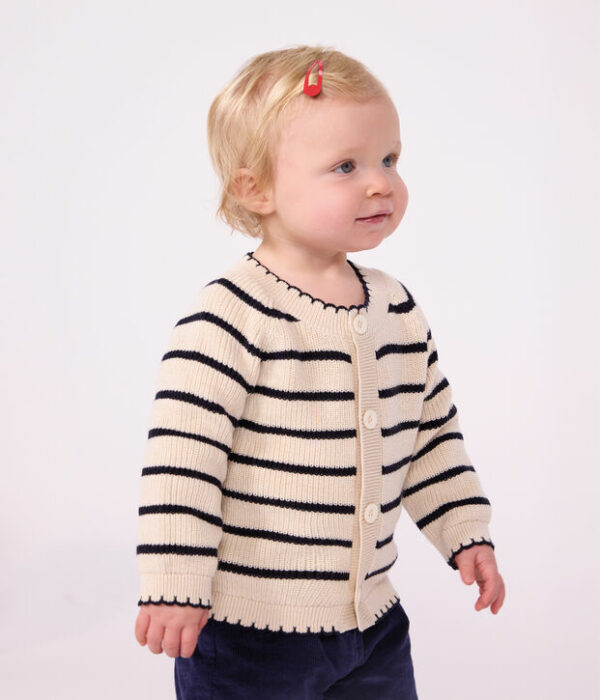 Cardigan bébé en coton à rayures