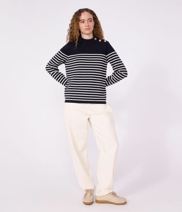 Pull esprit marin femme en laine et coton à rayures