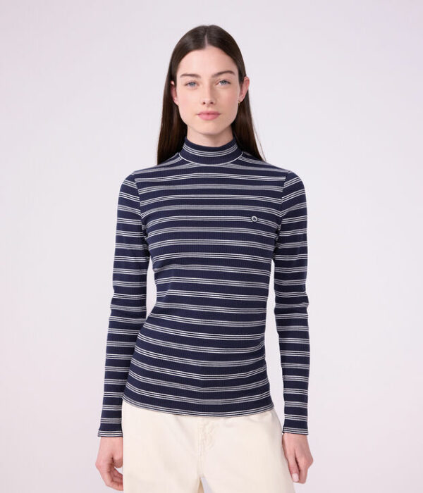 Sous-pull femme en coton à rayures