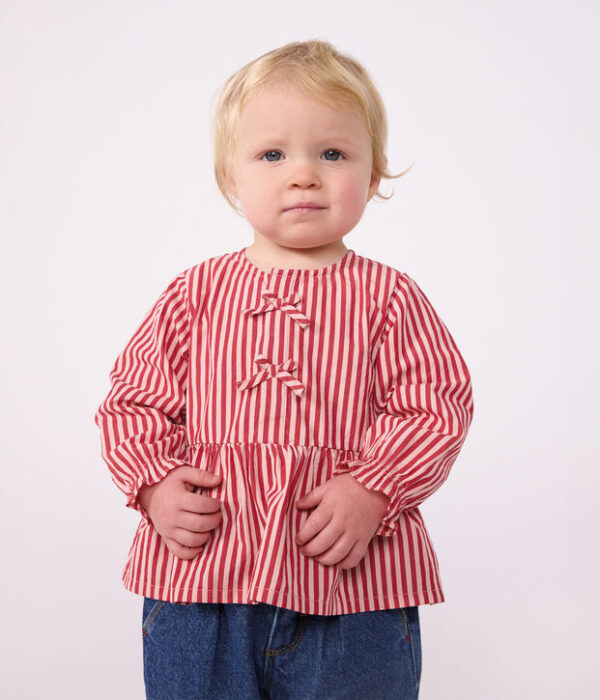 Blouse bébé en coton manches longues à rayures