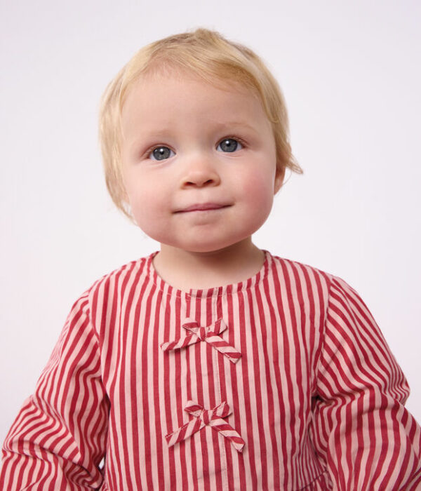 Blouse bébé en coton manches longues à rayures