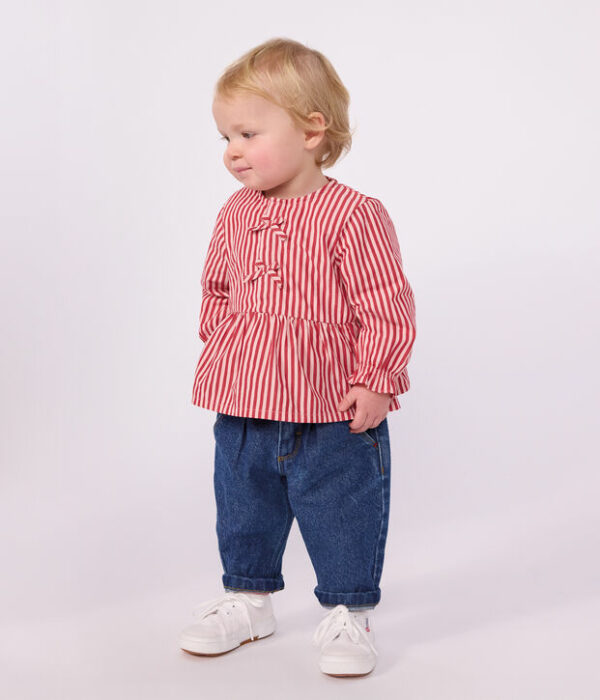 Blouse bébé en coton manches longues à rayures