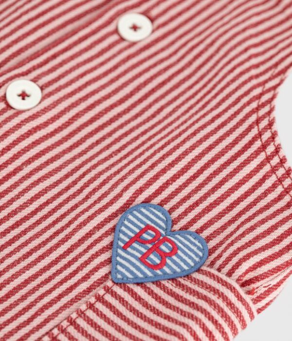 Robe bébé sans manches en coton à rayures et badge cœur