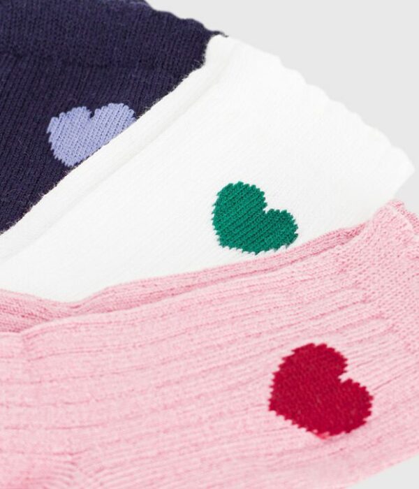 3 paires de chaussettes bébé en coton motif cœur