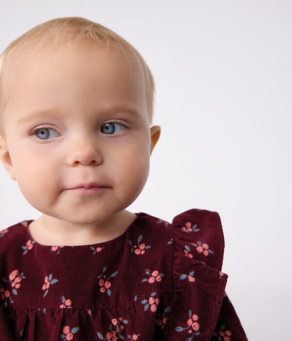 Blouse bébé en velours manches longues imprimée fleurs