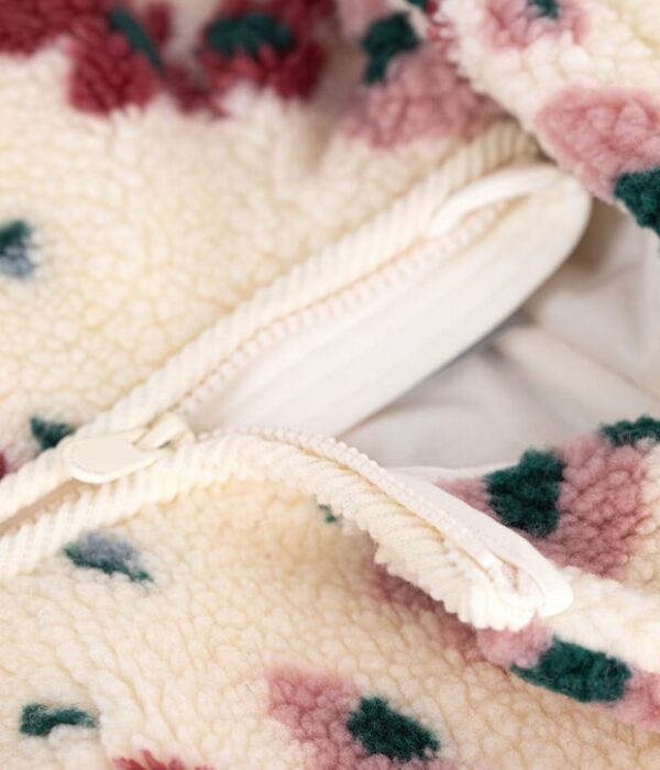 Veste à capuche enfant en sherpa à fleurs