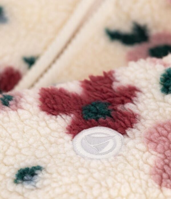 Veste à capuche enfant en sherpa à fleurs