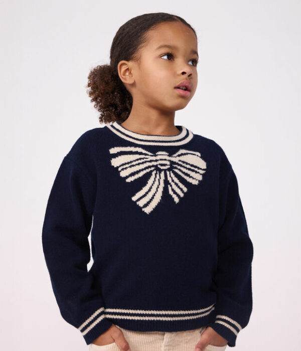 Pull enfant en laine et coton motif nœud