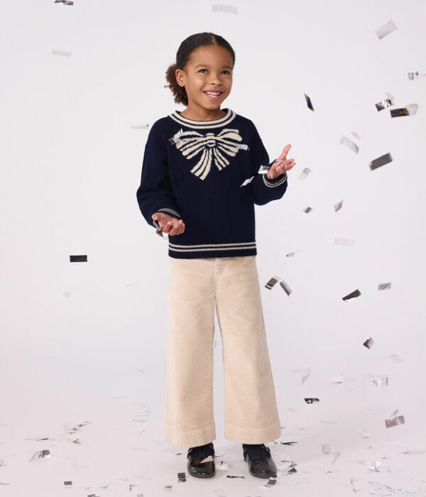 Pull enfant en laine et coton motif nœud