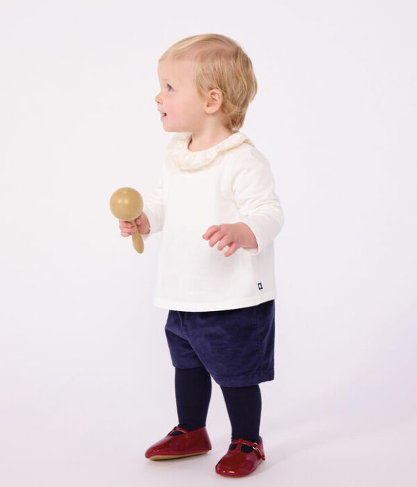 Tee-shirt bébé en coton manches longues uni
