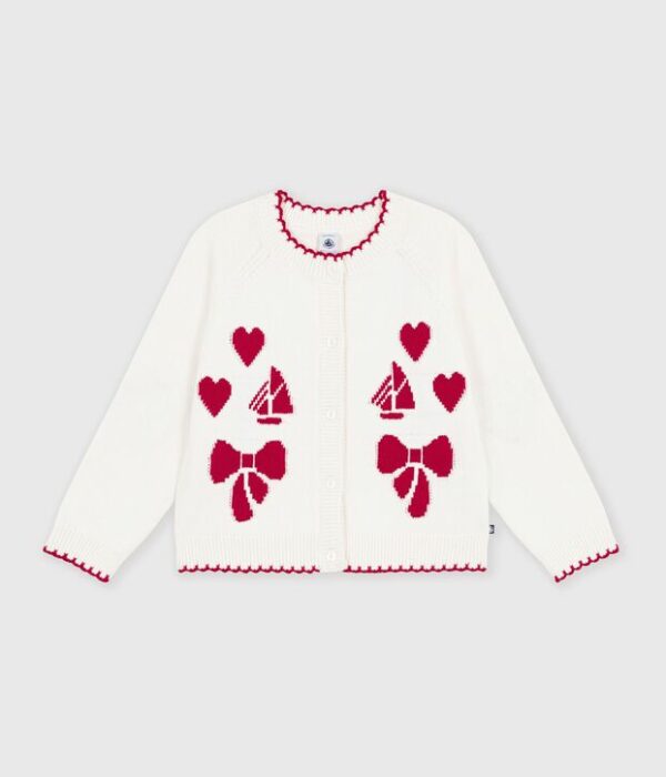 Cardigan enfant en laine et coton à motifs