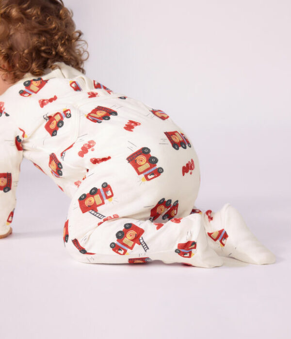 Pyjama bébé en tubique ouverture dos imprimé pompier