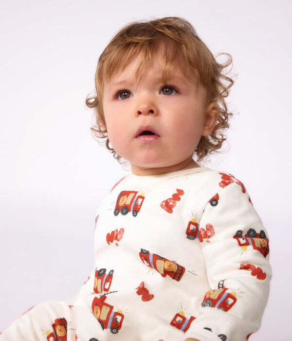 Pyjama bébé en tubique ouverture dos imprimé pompier