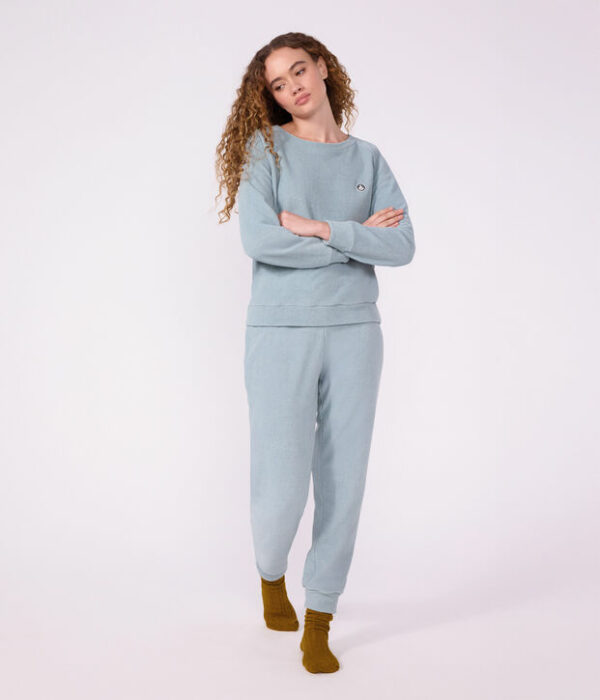 Pyjama femme en coton éponge uni