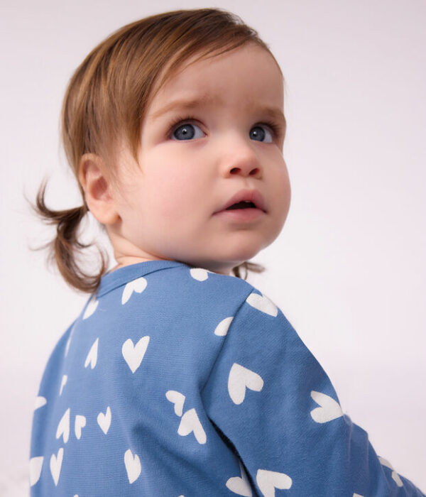 Pyjama bébé en molleton imprimé cœurs
