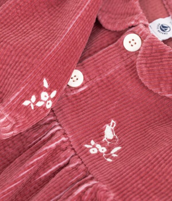 Robe bébé en velours manches longues unie