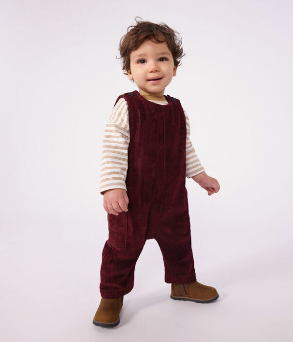 Combinaison longue bébé en velours uni