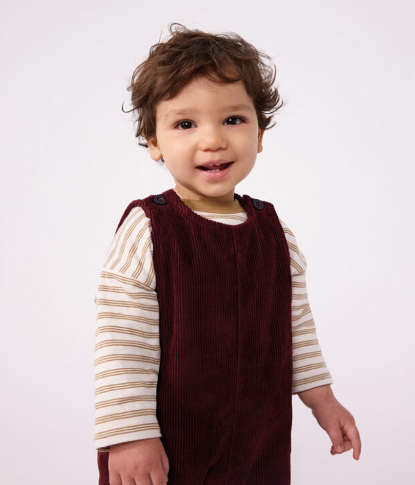 Combinaison longue bébé en velours uni