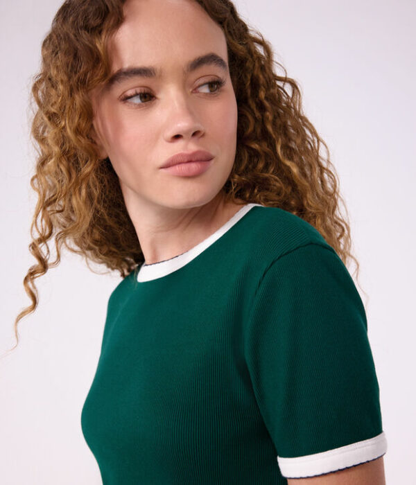 Tee-shirt femme en coton manches courtes uni
