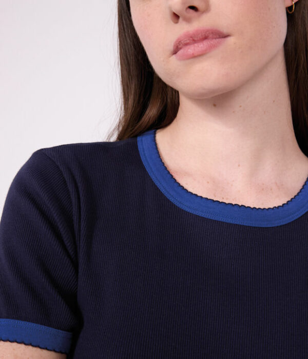 Tee-shirt femme en coton manches courtes uni