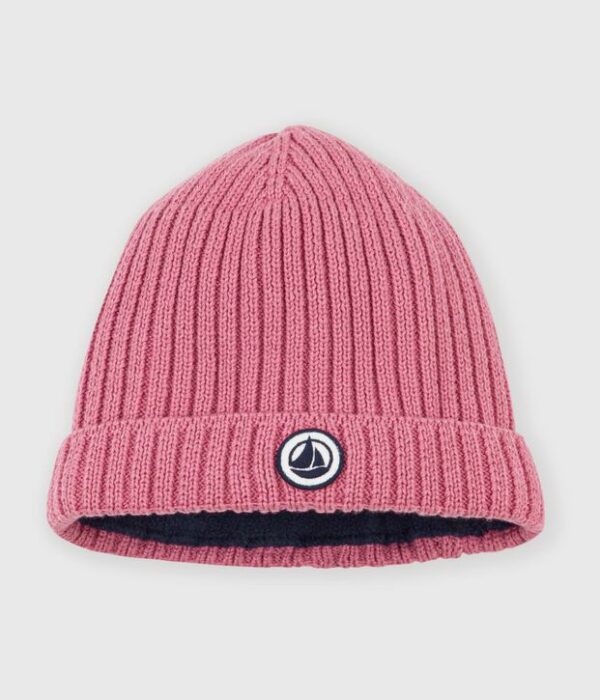 Bonnet bébé en coton doublé en polaire