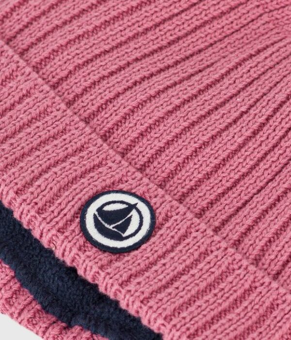 Bonnet bébé en coton doublé en polaire