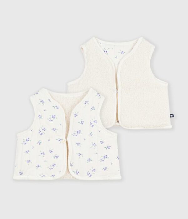 Gilet bébé en coton et sherpa sans manches imprimé fleurs