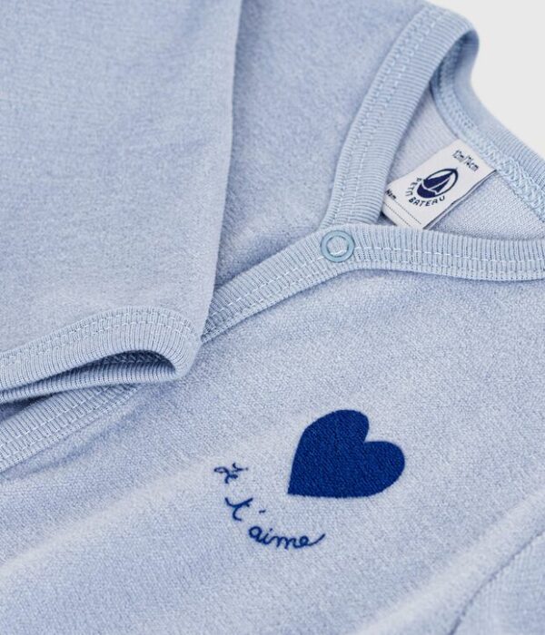 Pyjama bébé en velours uni avec motif placé