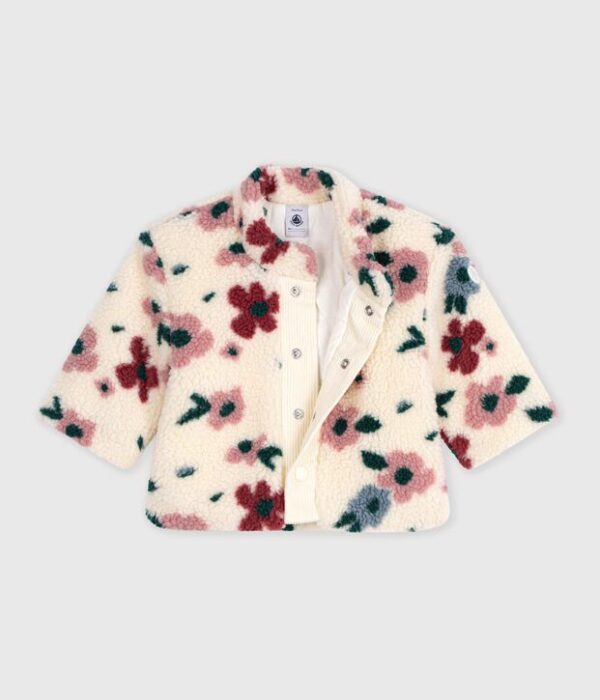 Manteau bébé ouatiné en sherpa imprimée fleurs