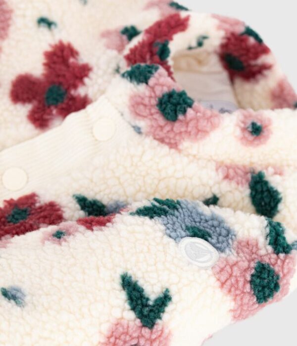 Manteau bébé ouatiné en sherpa imprimée fleurs