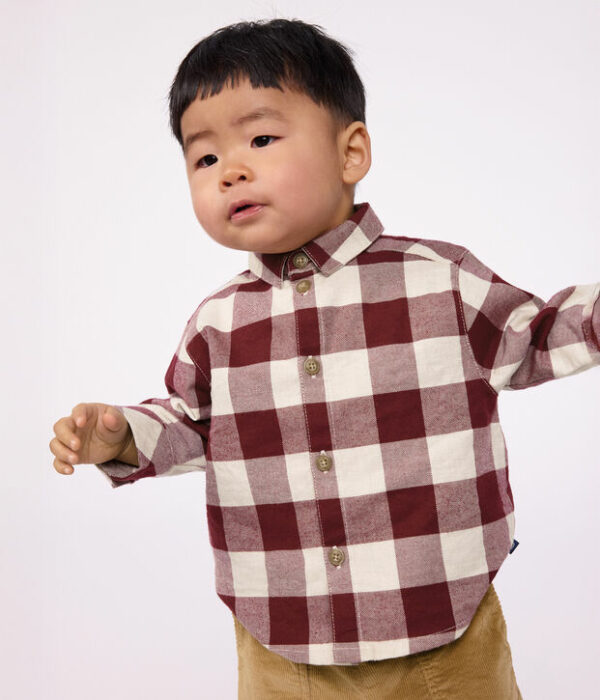 Chemise bébé en flanelle à carreaux