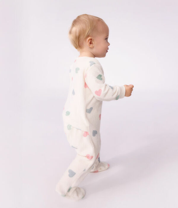 Pyjama bébé en coton éponge ouverture sans pression imprimé cœurs