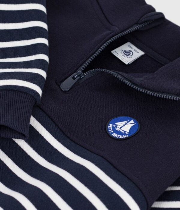 Sweatshirt col camionneur enfant en coton à rayures