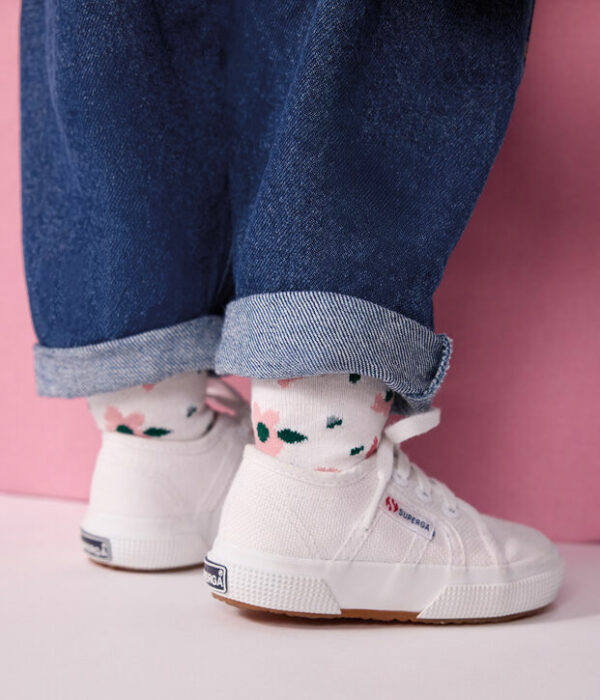 2 paires de chaussettes bébé en coton à rayures et imprimé fleurs