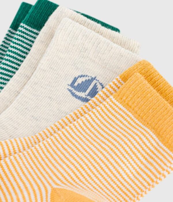 3 paires de chaussettes bébé en coton à rayures