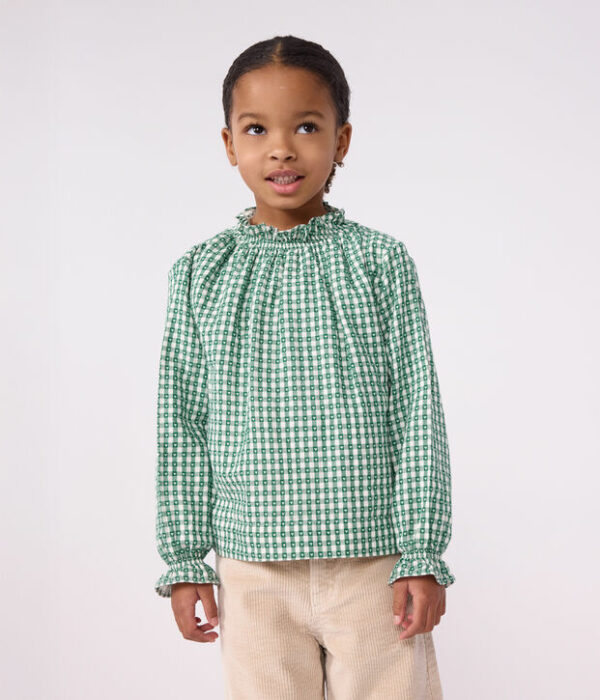 Blouse enfant en coton à col manches longues imprimée