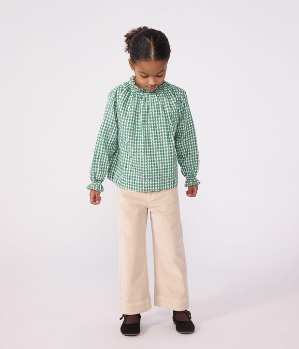 Blouse enfant en coton à col manches longues imprimée