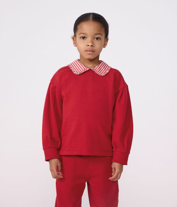 Sweatshirt à col enfant en coton uni