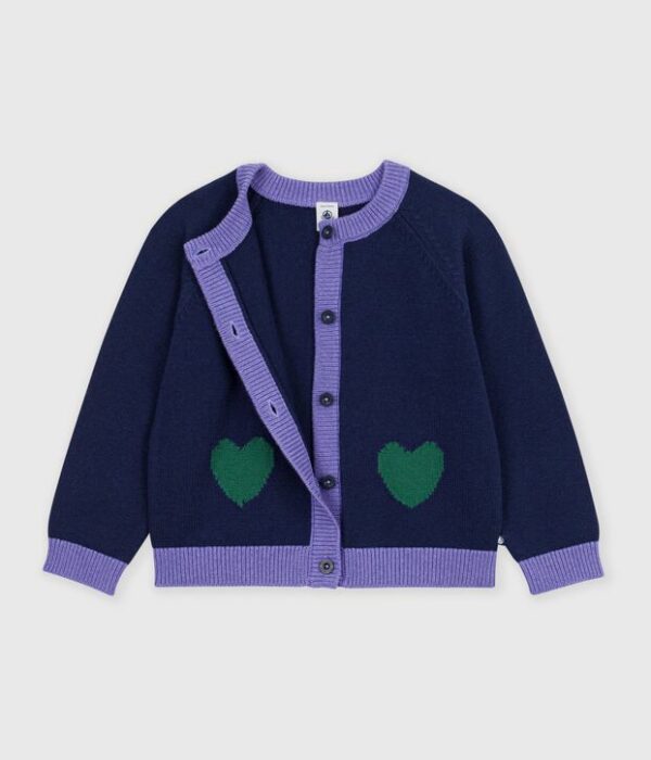 Cardigan enfant en laine et coton uni