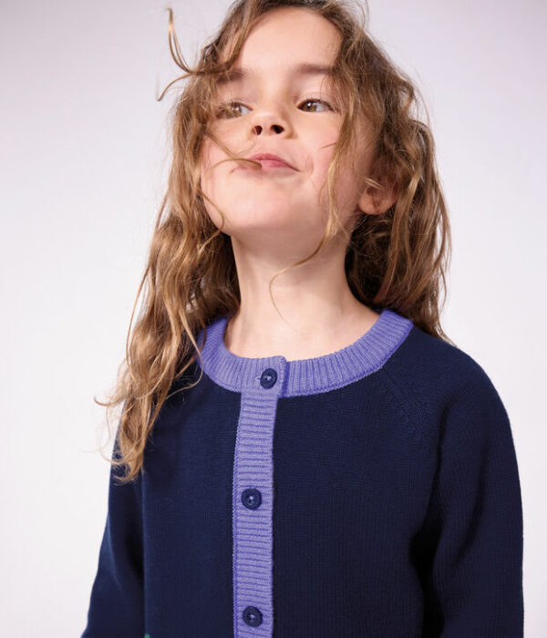 Cardigan enfant en laine et coton uni