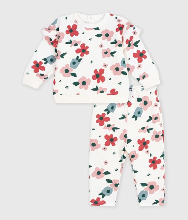 Ensemble sweatshirt et pantalon bébé en coton imprimé à fleurs