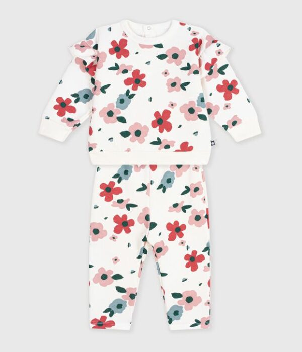 Ensemble sweatshirt et pantalon bébé en coton imprimé à fleurs