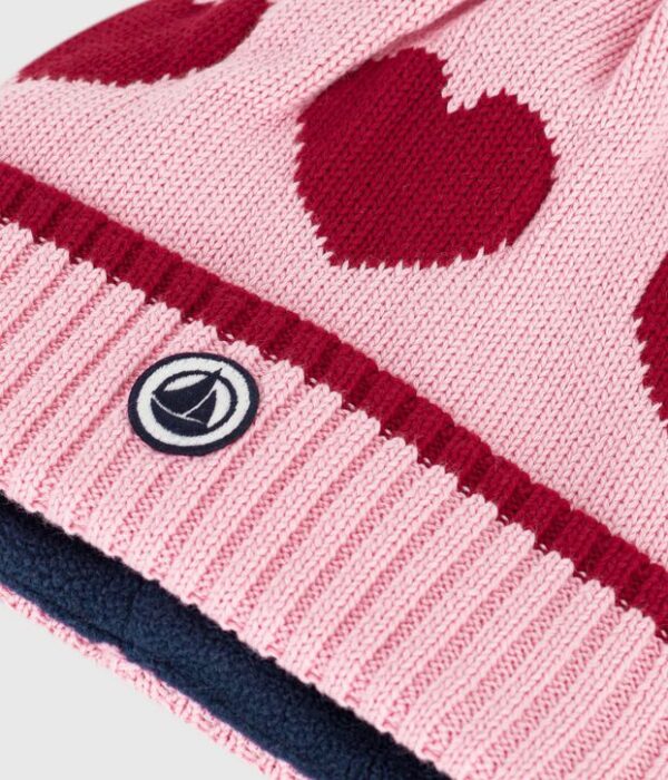 Bonnet enfant jacquard en tricot doublé polaire