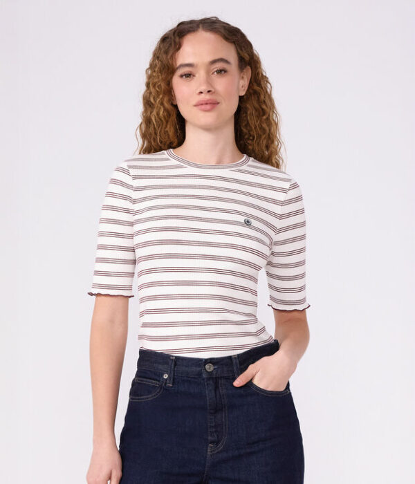 Tee-shirt femme en coton manches courtes à rayures