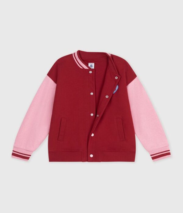 Veste teddy enfant en coton uni colorblock