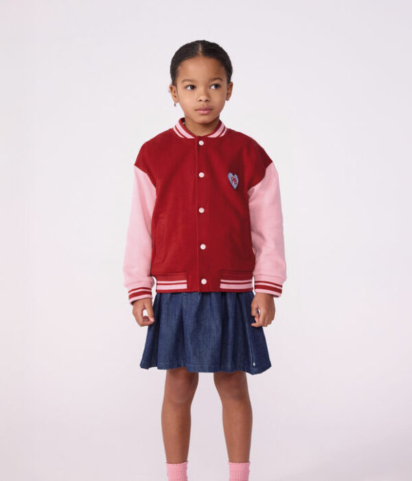 Veste teddy enfant en coton uni colorblock