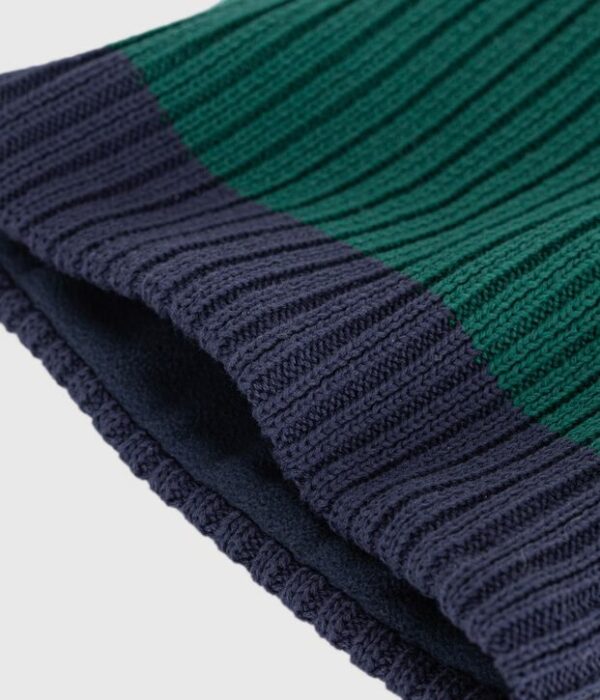 Snood enfant Petit Bateau en tricot bicolore doublé polaire, vert/bleu