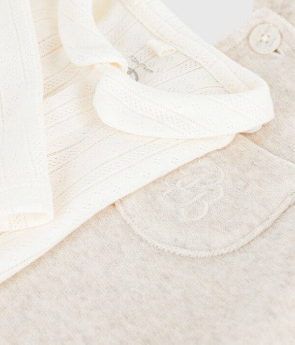 Ensemble salopette et body bébé en coton avec col uni