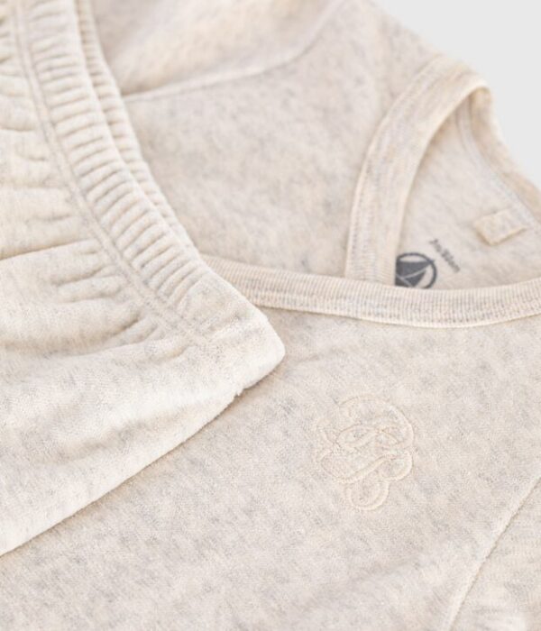 Ensemble bébé en coton brodé poitrine uni