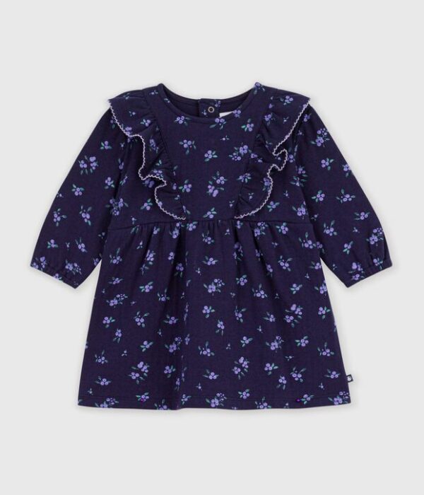 Robe bébé en coton manches longues imprimée à fleurs